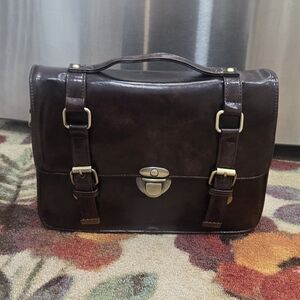 SOLD--Elegant Brown Leather Briefcase Bag